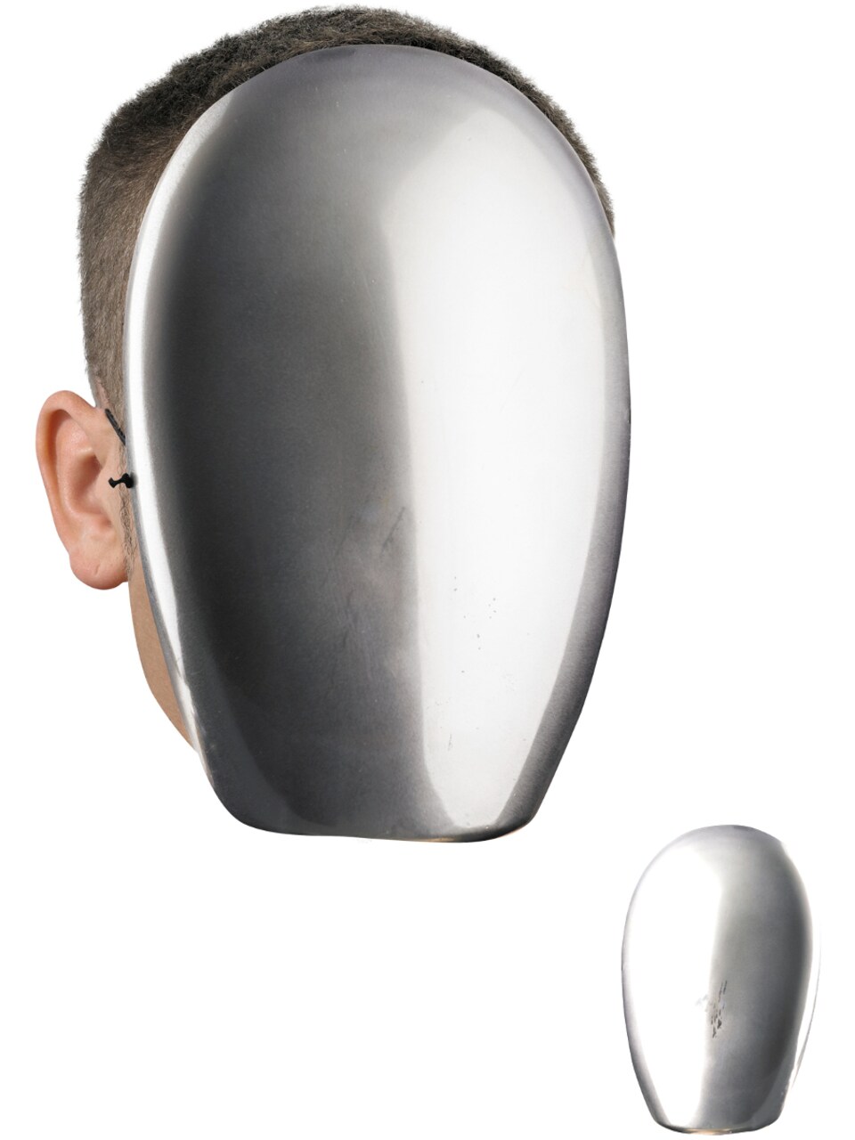 Men's Male Blank No Face Silver Chrome Halloween Costume Face Mask Facemask
